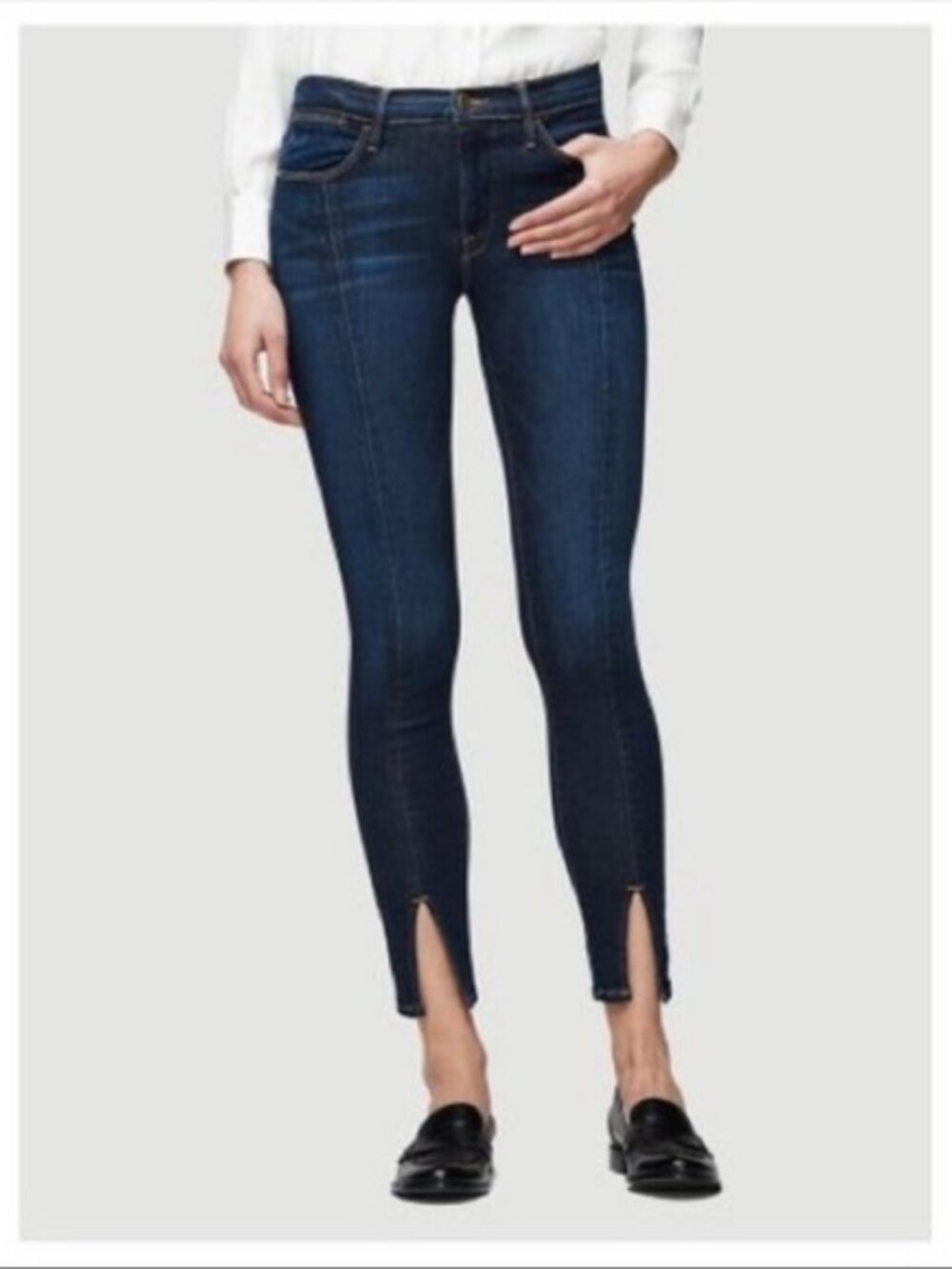 Frame Denim Le High Rise Split Hem Panel Skinny Jeans